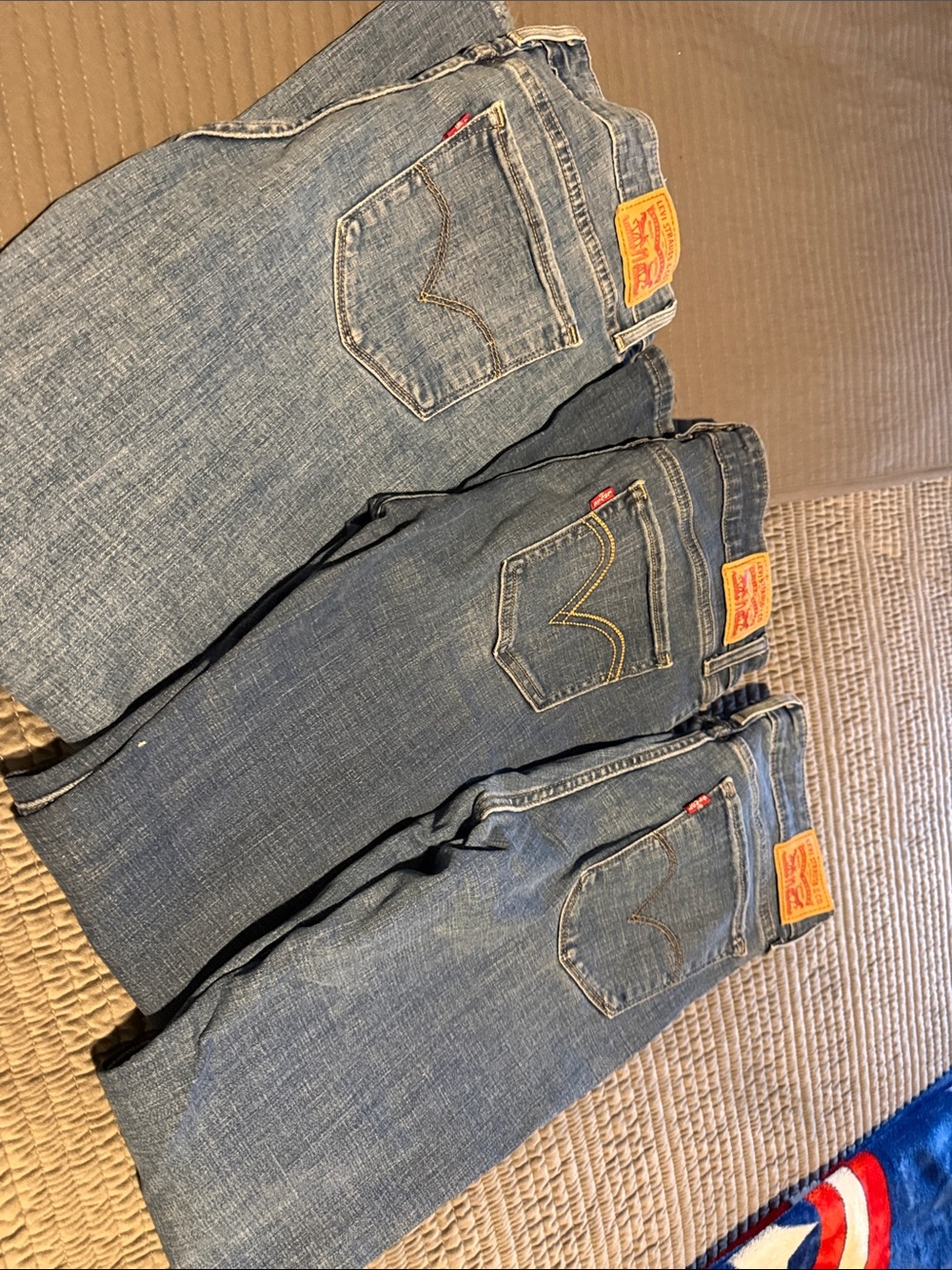Levi's Women's Blue Straight Leg Jeans - Trio of Medium & Dark Blue Washes